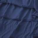 SANGTREE Women's Lace Cotton Linen Midi Skirt High Waisted A Line Flowy Swing Boho Long Skirts (Blue, XL)