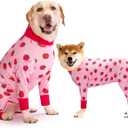 Dog Recovery Suit After Surgery Female Male, Medium Large Dog Neuter Shirt Cone Alternatives Prevent Licking Surgical Onesies (Strawberry, 2XL)