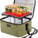 Aotto Portable Oven, Electric Lunch Box Food Heater - 12V/24V/110V 3-in-1 Car Food Warmer - Heated Lunch Box for Adults - Cook, Reheat & Keep Meals Warm for Car, Truck, Travel, Work, Home - Green