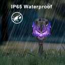 Solar Halloween Decorations Outdoor, 8 Pack Spooky Skulls Solar Torch Flame Lights, Waterproof Pathway Halloween Lights for Garden, Yard, Lawn, Porch, Landscape Decor, Purple