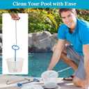 Saillong 2 Pack 8" Pool Skimmer Basket for Inground Pool with 2 Blue Skimmer Basket Handle and 1 Stainless Steel Hook, White Universal Pools Filter Baskets Skimmers for Debris Removal, Keep Hand Clean