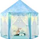 KIXINWA Frozen Princess Tent for Girls, Kids Play Tent with LED Small Snowflake Lights, Castle Playhouse Tent for Children Toddlers Indoor Outdoor Games, 55×53 Inches