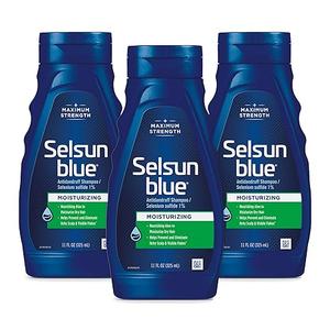 Selsun Blue Moisturizing AntiDandruff Shampoo with Aloe, 11 fl oz, Selenium Sulfide 1% (Pack of 3)