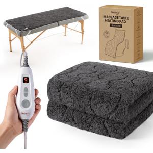 Bearhug Massage Table Warmer Heating Pad 30” x 71”, Dark Grey Sherpa Wool Electric Heating Pad with 1-9 Hours & 10 Heating Levels, LED Controller, Machine Washable