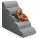 Dog Stairs for Bed 28.7”H, 5Step Dog Ramp, NonSlip Sturdy Pet Steps for Small Dogs & Cats to get on High Bed or Couches, Grey