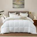 Dorrin Nessin Down Alternative Comforter Duvet Inserts Queen Size 90x90 All Season, Ultra Soft Double Brushed Microfiber Shell, Classic Box Stitched with 8 Corner Tabs (Queen-90x90, Solid White)