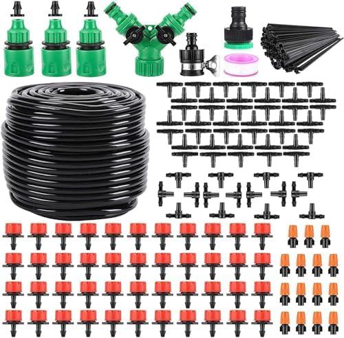 Drip Irrigation System, 164FT Garden Irrigation System 1/4, Blank Distribution Tubing Watering Drip Kit Automatic Irrigation Equipment for Garden Greenhouse, Flower Bed,Patio,Lawn
