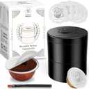 Foboull Reusable Kit for Nespresso Pods Vertuo, 50 Pcs Aluminum Foil Seal Lids, Holder & Brush Included – for Refilling Nespresso Vertuo/Vertuoline Pods, Refillable Coffee Capsules Tool Set, Black