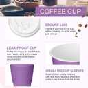 Patelai 48 Pcs 12 oz Disposable Coffee Cups with Lids and Sleeves Bulk, Insulated Hot Chocolate Paper Cup for Hot and Cold Beverage Water Juice Cocoa Tea Party Restaurants Travel Supplies (Purple)