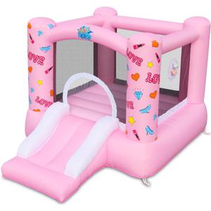 Action Air Inflatable Bounce House with Blower, Princess Bouncer, Durable & Extra Thick Bouncy Castle for Kids, Indoor/Outdoor Fun, Easy Setup, Safety Netting & Carrying Bag Included, 9 feet x 6.75 feet x 5.25 feet