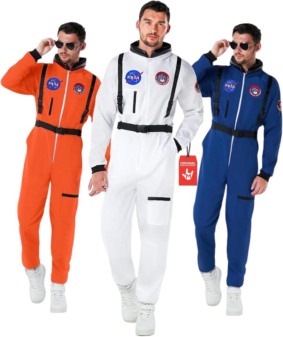 Morph Astronaut Costume Adult, Space Suit Men, Mens Halloween Costume Astronaut Suits, Nasa Costumes Adult (Small, White)
