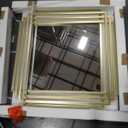 Gold Geometric Mirrors, 24"x24" Art Deco Elegant Mirror with Metal Frame, Modern Square Aesthetic Wall Mirrors for Living Room Bedroom Entryway, Horizontal or Vertical Hanging