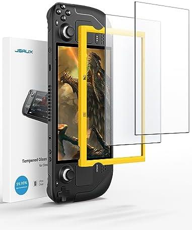 JSAUX 2-Pack Anti Glare Screen Protector for Steam Deck, 9H Hardness Matte Tempered Glass for Steam Deck OLED with Guiding Frame, Scratch Resistant, Comes with Toolkits