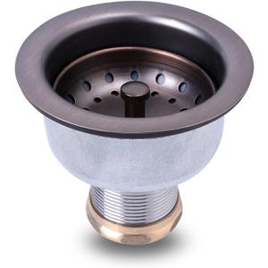 3-1/2 Deep Cup Kitchen Sink Drain Assembly, 304 Stainless Steel Construction with Fixed Post Basket and Long Extended Shank/CAS Approved and Oil Rubbed Bronze Finish