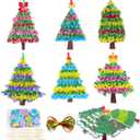 HABDJILTY 24Pcs Christmas Crafts Set Xmas Tree Arts and Crafts Poke in Art Kit, Make Your Own Christmas Tree Poking Arts Decorations for Classroom Creative Activity Art Project Party Supplies