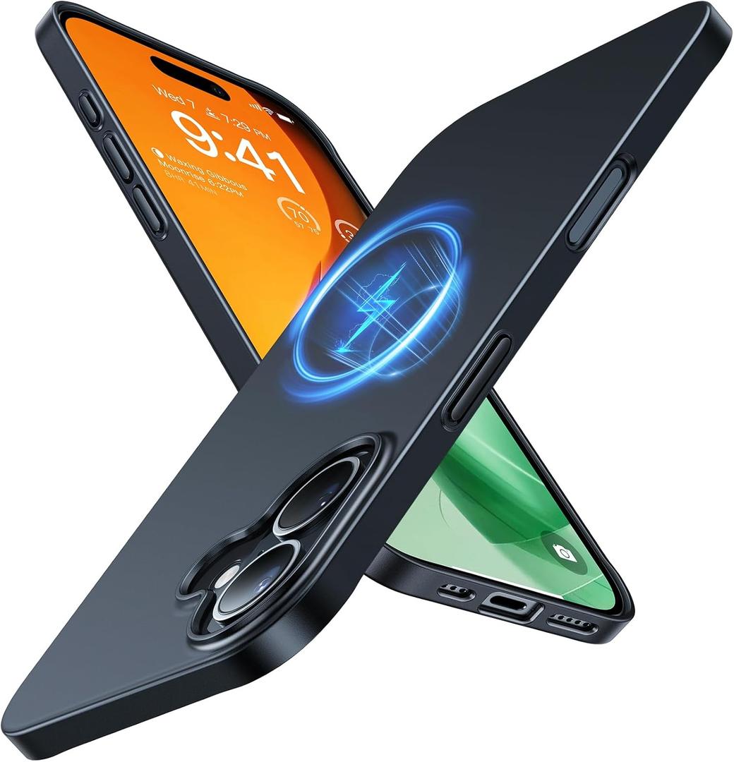 TORRAS Magnetic Slim Fit for iPhone 16 Plus Case 6.7 inch, Ultra-Thin Case Compatible with MagSafe, Lightweight Matte Anti-Scratch Hard PC Cover Phone Case for iPhone 16 Plus OriginFit, Black