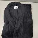 Plush Robe - Luxury Coral Fleece Bathrobe with Pockets - Women's Adult Size XL - Black