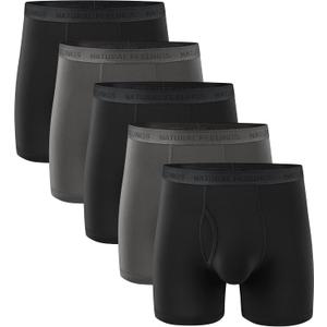 Natural Feelings Men's Underwear Viscose from Bamboo Boxer Briefs Underwear Pack for Men (X-Large, 5: Black Grey)
