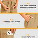 TBMPOY Womens 15" Long Hiking Shorts Below Knee Length Cargo Capri Bermuda Water Resistant Lightweight Stretch 3 Pockets (L)