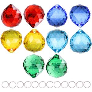 10 Pack Crystal Ball 1.18"/30mm Prism Sun Shine Catcher Rainbow Pendants Maker, Hanging Crystals Prisms for Windows, for Feng Shui, for Gift (Multi-Colors)