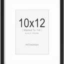 MITAOHOH 10x12 Picture Frame, 7x9 with Mat or 10x12 Without Mat, Minimalist Style Photo Frame with Plexiglass Cover for Wall Mounting Display, Black