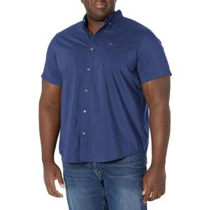 Dockers Men's Classic Fit Short Sleeve Signature Comfort Flex Shirt (Standard and Big & Tall) ((New) Medieval Blue - Solid)