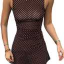 Polka Dot Mini Dress for Women Sleeveless Round Neck Bodycon Flared Hem Casual Summer Outfit 2025 (M)