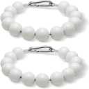 Hicarer 2 Pieces Flagpole Retainer Ring Flag Pole Accessories Beaded Flag Holder Rings Keep Close to Pole Counterweight Set with Steel Cable for Internal External Halyard Flagpole(White)