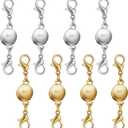 925 Silver and Gold Magnetic Necklace Clasps, Round Necklace Clasp Closures for Jewelry Making,Magnetic Necklace Clasps and Extenders,for Bracelet Necklace and Accessories (8pcs | Gold Silver)