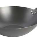 Babish Carbon Steel Wok 14 Inch Flat Bottom Stir Fry Pan Durable Heavy Duty Cookware for High Heat Cooking Stir Fry Sautéing Frying Compatible with Gas Electric and Induction Stovetops