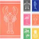 Oversized Cotton Turkish Beach Towels 72"x36" Lightweight Quick Dry Sandless Pool Swim Towel Large No Sand Adult Travel Compact Blanket Essentials Cruise Accessories Must Haves Orange lobster