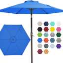JEAREY 7.5FT Patio Umbrella Outdoor Market Umbrella with 6 Sturdy Ribs, Push Button Tilt/Crank Table Umbrella for Garden, Deck, Backyard and Pool, Royal Blue