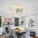 ZGLAOJT Semi Flush Mount 8 Light Ceiling Light Modern Metal Ceiling Lighting Chrome Light Fixture Chandelier for Farmhouse Kitchen Dining Room Bedroom Hallway Living Room