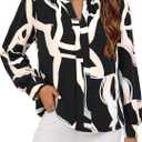 Avanova Women V Neck Long Sleeve Tops Casual Work Blouses Shirts Black Beige Medium (Black, M)