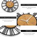 1st owned Wall Clocks for Living Room Decor,20" Vintage,Round Silent Non Ticking,Black Metal,Modern Wood Clocks for Home Bedroom,Kitchen,Garden,Office,Cafe,Modern Wall Decoration -Roman Numerals