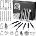 46-Piece Stainless Steel Fruit Carving Tools Set - Professional Watermelon Carving Knife Kit with Ergonomic Handles & Portable Case, Durable Fruit Cutting Tools for Culinary Arts, Sculpting, Peeling