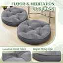 2 x 1 MIDDLE ONE Floor Pillow Set of 2, Memory Foam Meditation Cushion, Floor Cushions for Adults Sitting, Large Round Seat Cushions for Yoga, Living Room, 20x20 Inch (Round | Grey)