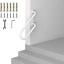 Jamb Mount Handrails for Outdoor Steps-1-2 Step Waterproof Stairs Railing-Powder Coated Side Mount Hand Rails for Indoor Stairs-Non-Slip Staircase Grab Rail for Deck/Porch/Mobile Home/Short Stairway