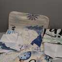 Vesici 7 Pcs Christmas Shower Curtain Set Merry Christmas Bathroom Curtain Non Slip U Shape Rug Toilet Seat Cover Mat and 3 Towel Waterproof Watercolor Xmas Winter Bathroom Accessories (Winter Style)