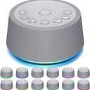 SoundLegend Sleep White Noise Sound Machines 32-Level Volume 30 Sounds 12 Colors Light 5 Timers Adjustable Light Brightness Compact for Everyone Travel Gift Memory Function (Grey)
