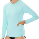 HODOSPORTS Rash Guard for Women UPF 50+ Swim Shirt with Pockets Sun Protection Shirts Lightweight Long Sleeve (Blue, M)