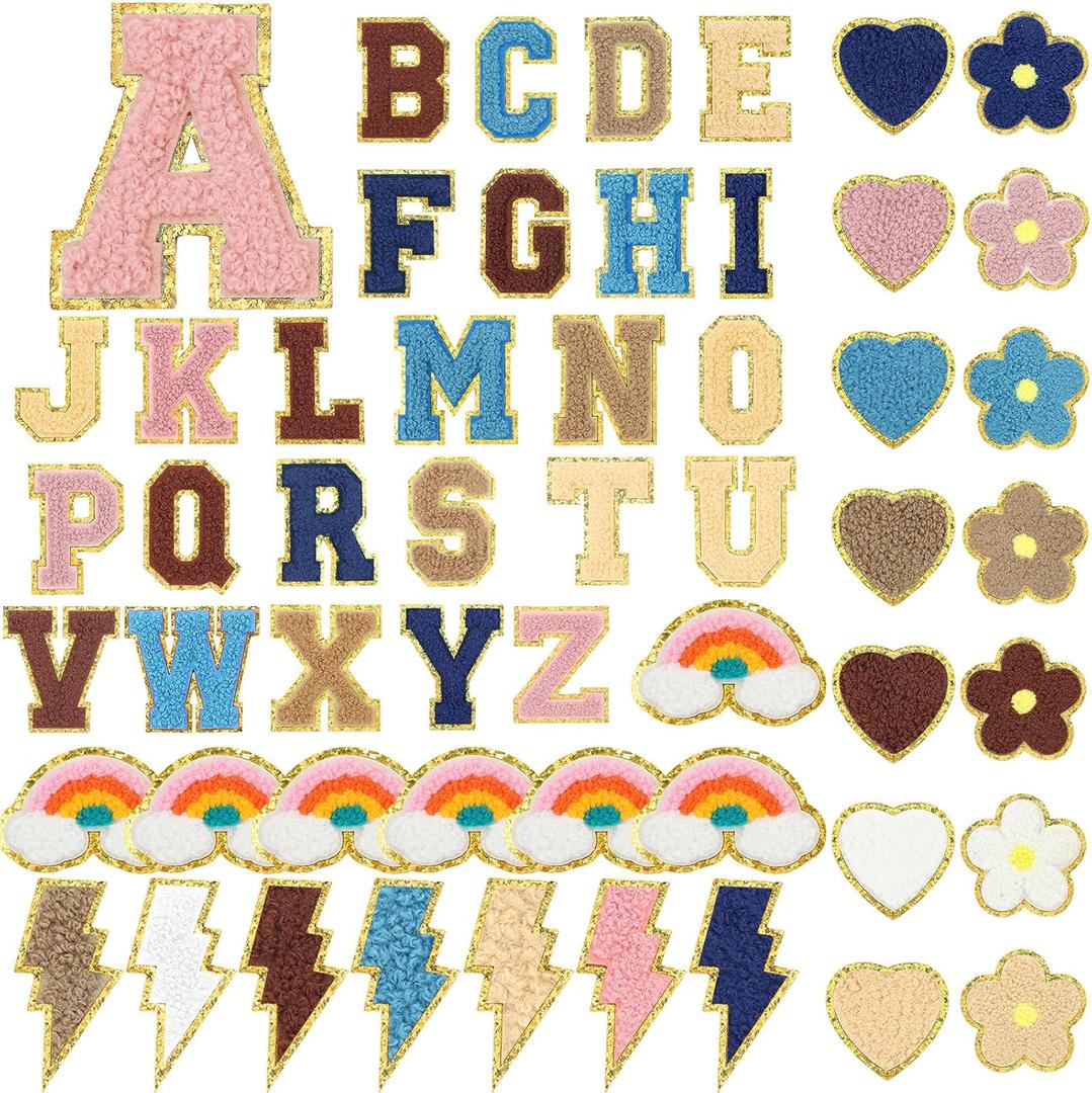 Geosar 54 Pcs Chenille Letter Patches Iron on Letters Self Adhesive Chenille Patch Embroidered Patch Stickers Cute Sew Rainbow Trimmed Alphabet Patches for Clothing Hats Backpack(Dark Colors) Geosar 54 Pcs Chenille Letter Patches Iron on Letters Self Adhesive Chenille Patch Embroidered Patch Stickers Cute Sew Rainbow Trimmed Alphabet Patches for Clothing Hats Backpack(Dark Colors)