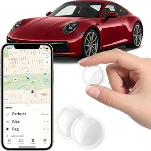 2 Pack GPS Tracker for Vehicles Works with Apple Find My(iOS Only) Mini Real-Time Hidden Car Locator Air Tracker Tag Undetectable Tracking Device for Car Global Coverage No Monthly Fee or SIM Required