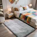 Shag Area Rug for Bedroom 3x5,Grey Fluffy Area Rugs for Living Room,Soft Fuzzy Rug Non-Shedding Indoor Plush Carpet for Kids Bedroom Nursery Dorm Home Decor