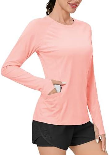 TACVASEN Sun Shirt Women Long Sleeve Athletic Yoga UPF 50+ Tops with Thumb Holes Quick Dry UV Protection Running Shirts, XL
