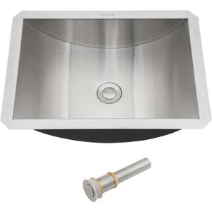 Undermount Bathroom Sink Stainless Steel - Lordear 18x13x5 Inch Vanity Bathroom Sinks Rectangle Under Couter Stainless Steel Lavatory Sink Basin with Drain