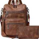 Shrrie Backpack Purse for Women Leather Backpack Fashion Designer Travel Backpack Convertible Shoulder Bag (1-1-two-toned Brown)