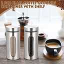 Suclain Stainless Steel Coffee Grounds Canisters with Shelf 2 x 50oz Sugar Coffee Bean Storage Container with Airtight Threaded Lid Glass Window Scoop Kitchen Jar Set for Bar Creamer Nut Tea