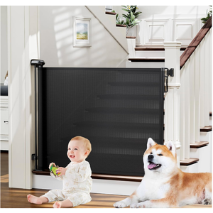 PRObebi Retractable Baby Gates for Stairs & Doorways, Dog Gate 0-54" W × 34" H, Black