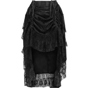 Daisy corsets Women's Black Lace Adjustable High Low Bustle Skirt (32-36 Long)
